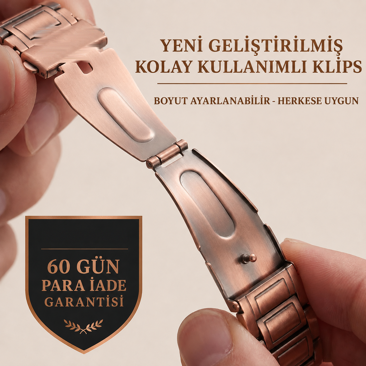 Erkek Bakır Manyetik Bilezik — Halka Başına 3 Mıknatıs