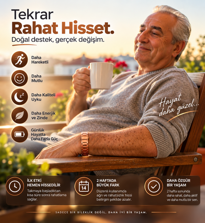 Erkek Bakır Manyetik Bilezik — Halka Başına 3 Mıknatıs